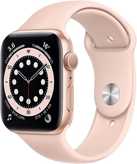 Apple Watch Series 6 GPS, 44mm Gold Aluminium Case with Pink Sand Sport Band - Regular: Amazon.co.uk Apple Smartwatch, Apple Watch Features, Apple Watch Series 6, Smart Watch Apple, New Apple Watch, Sport Armband, Apple Watch Series 3, Pink Sports, Pink Sand