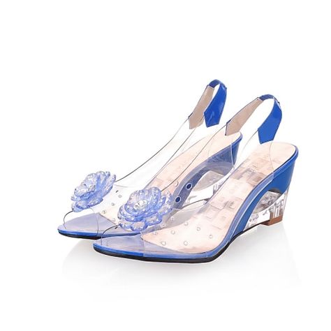 Clear Shoes, Transparent Dress, Women Flower, Wedges Sandals, Crystal Shoes, Rhinestone Sandals, Shoes Heels Wedges, Wedge Heel Sandals, Sandals Women