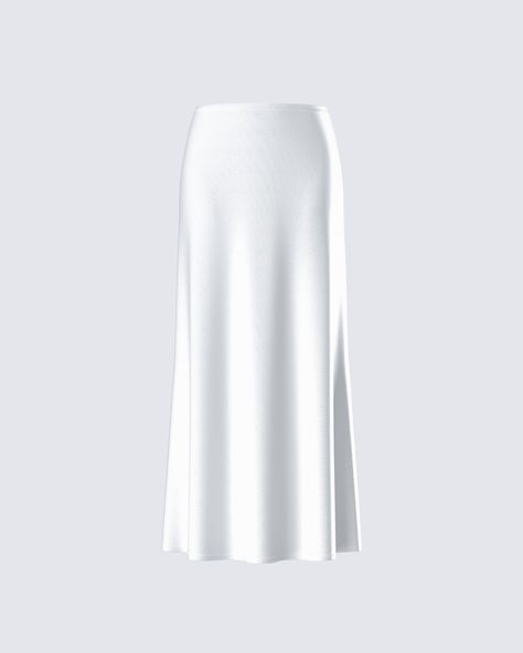 It's not about looking pretty, it's about looking otherworldly 🤩 Made from smooth satin fabric and complete with a flowy sweep on the bottom edge - this maxi skirt will bring an ethereal feel to any fit you pair it with 🤍 Satin White Skirt, Cream Maxi Skirt, White Satin Skirt, Long White Skirt, Light Grey Leggings, White Maxi Skirt, Ivory Skirt, White Long Skirt, Charmeuse Fabric