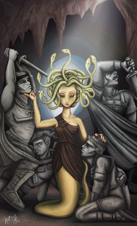 Stone Medusa, Greek Creatures, Medusa Artwork, Percy Jackson Series, Turned To Stone, Medusa Art, Female Monster, Greek Myth, Turn To Stone