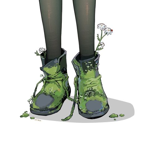 Milka on Twitter: "mossy boots… " Drawing Rain, Rainy Outfit, Props Art, Body Base Drawing, Elf Clothes, Shoes Drawing, Shoes Too Big, Modern Fantasy, Amazing Drawings