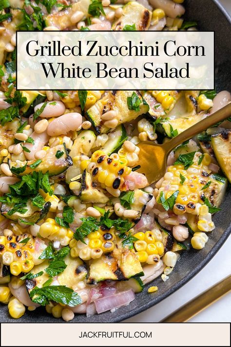 Grilled Zucchini & Corn White Bean Salad is a NEW recipe from Jackfruitful Kitchen.

Visit jackfruitful.com to view the whole recipe! Summer Harvest Salad, Salad Recipes Gluten Free, Zucchini Corn, Salad Inspiration, White Bean Salad, Harvest Salad, Bean Salad Recipes, Summer Harvest, Veggie Delight