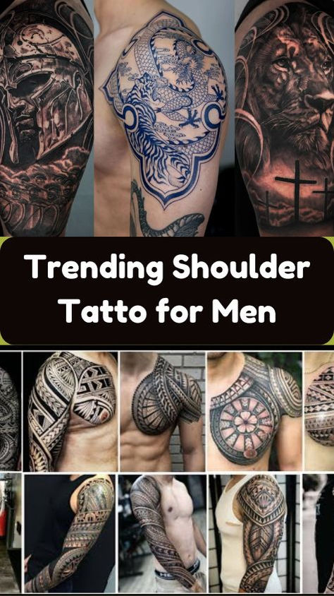 Trending Shoulder Tatto for Men Chest Shoulder Tattoo Men, Trap Tattoos Men Shoulder, Upper Shoulder Tattoo Men, Tattoo Chest And Shoulder, Shoulder Tattoo For Men, Shoulder Tattoos For Men, Sailor Tattoos, Mens Shoulder Tattoo, Popular Places