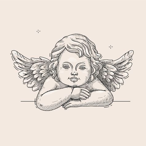 Angel Face Drawing, Baby Angel Drawing, Angel Baby Drawing, Angel Faces, Angel Drawing, Baby Illustration, Brand Ideas, Face Illustration, Baby Drawing