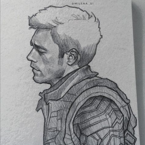 Marvel Sketches, Bucky Barnes Fanart, Soldier Drawing, Marvel Art Drawings, Avengers Drawings, Marvel Paintings, Aesthetic Drawings, Avengers Art, James Buchanan Barnes