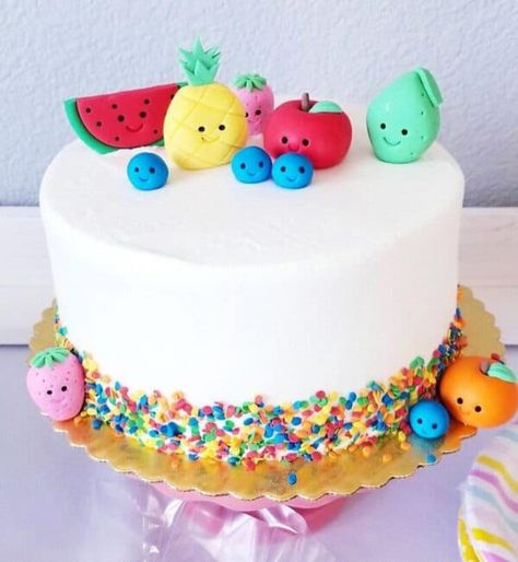 Tutti Frutti Cakes, Cookies + Dessert Ideas - Mimi's Dollhouse Twotti Fruity, Tutti Frutti Birthday Party, Tutti Frutti Party, Fruit Birthday Party, Fruity Cake, Fruit Birthday, Fruit Party, Fondant Cake Toppers, Zucchini Cake