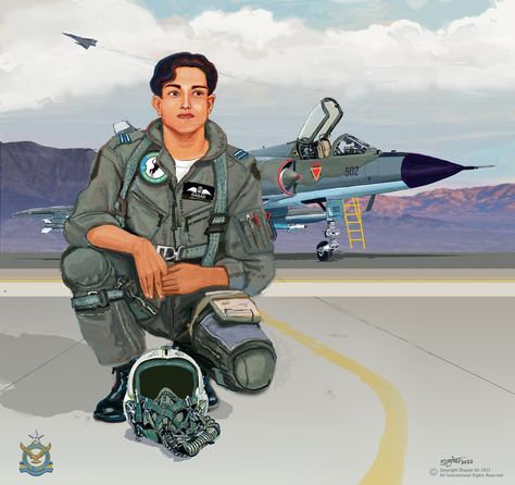 Digital Portrait of currrent Chief of the Air Staff Air Chief Marshal Zaheer Ahmed Babar Sidhu as young pilot by Shujaat Indian Air Force Drawing, Air Force Wallpaper, Indian Airforce, Army Drawing, Air Force Women, Army Images, Desi Outfits, Baby Ganesha, Airplane Fighter