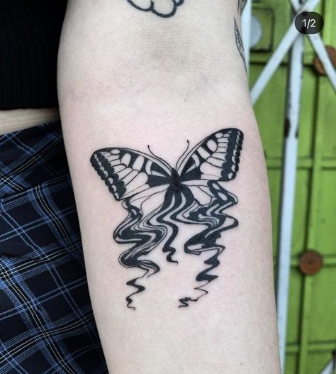 Liquid Butterfly Tattoo, Glitch Butterfly Tattoo, Melted Eye Tattoo, Drippy Butterfly Tattoo, Melting Butterfly Tattoo, Ink Spill Tattoo, Oil Spill Tattoo, Unique Butterfly Tattoo Creative, Small Butterfly Tattoos