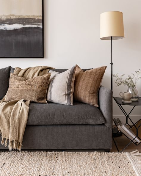 West Of Main, Gray Couch, Grey Couch Living Room, Bantal Sofa, Showroom Design, غرفة ملابس, Design Advice, Bedroom Designs, Living Room Inspo