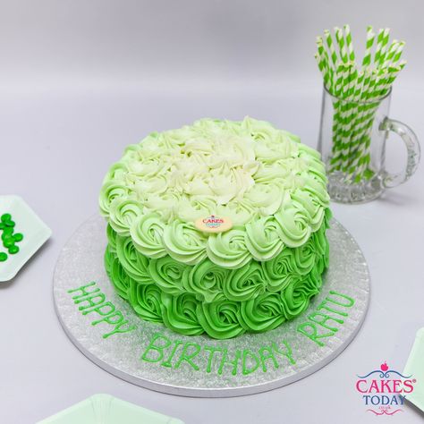 Green Colour Cake Design, Green Colour Cake, Lime Green Cake, Mixed Fruit Jam, Ombre Cakes, Green Birthday Cakes, Cakes Gluten Free, Poppy Cake, Two Layer Cakes