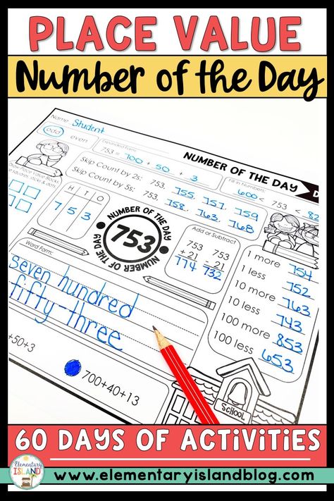 Number Sense 2nd Grade, Number Of The Day 3rd Grade, Second Grade Activities Printables, Number Of The Day 4th Grade, Number Of The Day Second Grade, Holiday Math Activities, Afterschool Program, Telling Time Activities, Math Rti