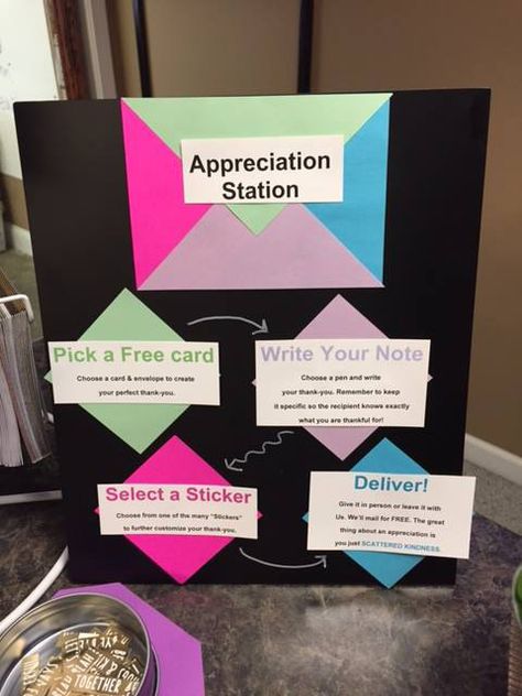 Employee Appreciation Day Ideas Free Printable, Appreciation Station At Work, Public Service Recognition Week Ideas, Customer Service Week Ideas Activities, Work Competition Ideas, Employee Break Room Ideas, Breakroom Ideas, Teacher Appreciation Notes, Appreciation Station