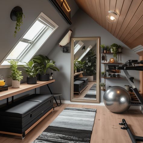 Attic Bedroom Ideas Aesthetic, Attic Reading Nook, Small Attic Spaces, Nook In Bedroom, Small Home Gym Design, Small Attic Room Ideas, Reading Nook In Bedroom, Read Corner, Small Attic Room