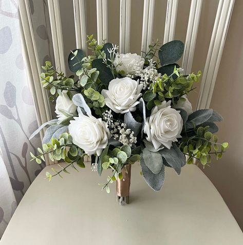 Bestie Wedding, Greenery Bridal Bouquet, Boho Bridesmaids, Wedding Rehearsal Dinner Decorations, Eucalyptus Wedding Bouquet, Silk Flower Wedding Bouquet, White Rose Wedding Bouquet, Forest Theme Wedding, Random Products