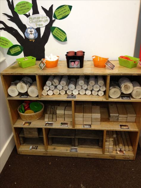 Lovely Block Play Area. Love the picture labels and questions a teacher can ask posted thoughtfully above the block shelf Block Area Ideas, Tinkering Table, Block Play Area, Preschool Block Area, Block Center Preschool, Blocks Preschool, Reggio Inspired Classrooms, Block Building, Construction Play