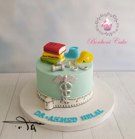 Cake for Physiotherapist by Bonboni Cake Physical Therapy Cake Ideas, Medical Theme Cake, Physical Therapy Cake, Physics Cake, Doctor Theme Cake, Pharmacy Cake, Medical Cake, Doctor Cake, Cake Summer