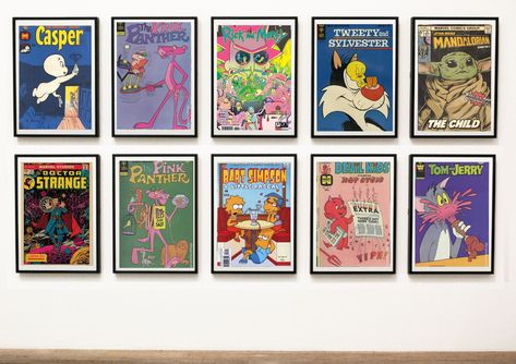 Magazine Cover Gallery Wall, Comic Book Wall Art, Vintage Comic Book Covers, Comic Room, Magazine Wall, Posters Movie, Apartment Vibes, Doctor For Kids, Superhero Poster