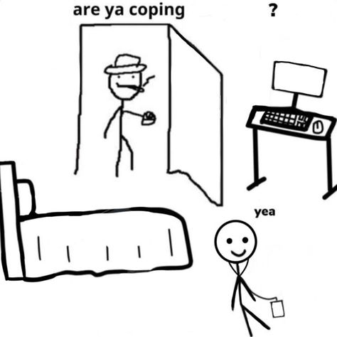 Are Ya Coping, Meme Background, Maladaptive Daydreaming, Ok Computer, Oc Challenge, Character Template, Music Drawings, Art Template, Meme Template