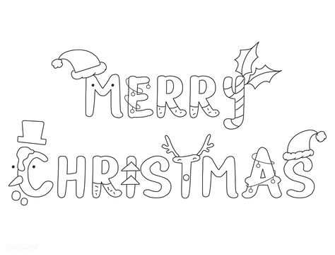 Merry Christmas concept | free image by rawpixel.com Merry Christmas Outline, Merry Christmas Drawing Ideas, Merry Christmas Doodles, Merry Christmas Drawing, Merry Christmas Illustration, Merry Christmas Printable, Merry Christmas Calligraphy, Merry Chistmas, Printable Christmas Coloring Pages