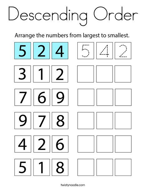 Descending Order Worksheet, Worksheet For Lkg, Number Order Worksheets, Preschool Fine Motor, Activities Preschool, Ordering Numbers, Math Activities Preschool, Kids Prints, Educational Activities