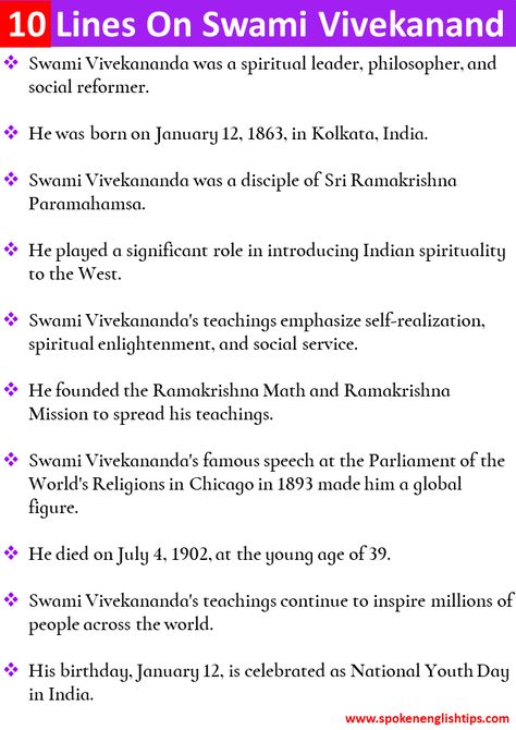 Discover 10 fascinating facts about the life and teachings of Swami Vivekananda, a prominent Indian ... Continue reading... About Swami Vivekananda, Thoughts Of Swami Vivekananda, Indian Spirituality, English Speech, Religious Tolerance, Famous Speeches, Vivekananda Quotes, Book Art Projects, Long Paragraphs