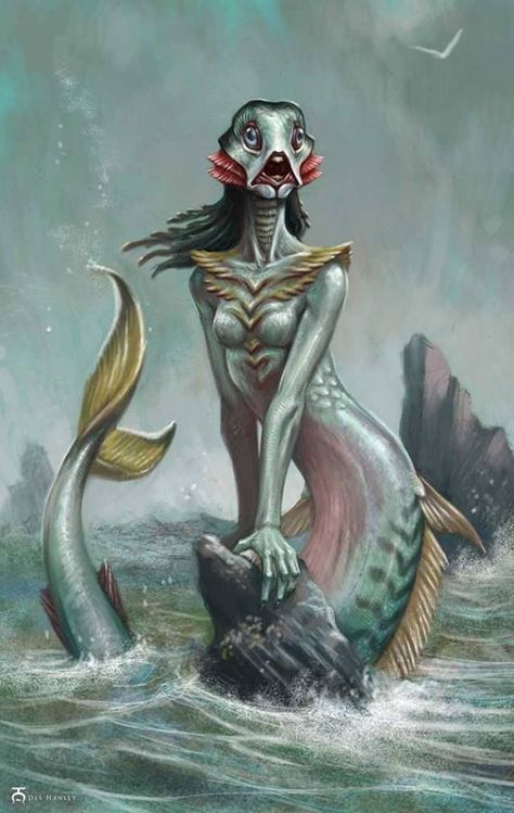 Art by Des Hanley Evil Mermaids, Realistic Mermaid, Mermaid Fairy, Mermaid Drawings, Mermaids And Mermen, Underwater Creatures, Beautiful Mermaids, Mythological Creatures, Sea Monsters