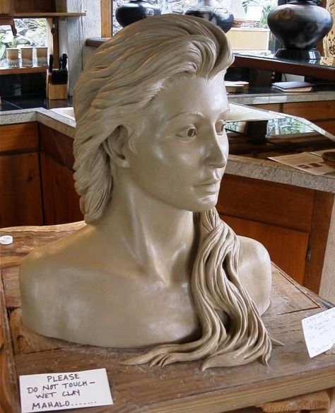 my goal for my ceramic art is to complete a ceramic bust... this one is a gorgeous inspiration. Clay Bust Sculpture Ideas, Female Bust Sculpture, Sculpture Portfolio, Hair Sculpture, Clay Bust, Figurative Ceramics, Ceramic Bust, Art Bizarre, Sculpture Hair