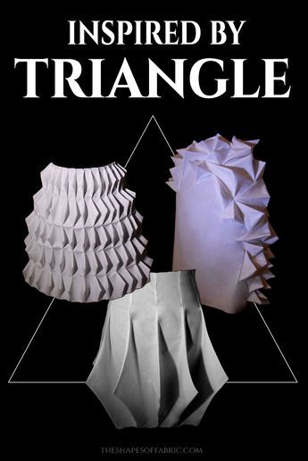 This tutorial shows you how you can use the geometric shape triangle as an inspiration for sculptural designs. You'll learn how to draft patterns to create these kinds of unique pieces. Pattern Magic Fashion, Geometric Fashion Design, Unique Skirts Design, Origami Skirt, Pattern Making Tutorial, Structured Fashion, Pattern Draping, Origami Fashion, Sculptural Fashion