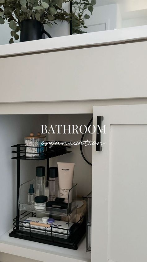 Jaymee Izon | Home + DIY | Bathroom organization. ✨ Comment “LINK” and I’ll send you a DM! 🔗 On my storefront as ‘Under Sink Organization’ - click the affiliate… | Instagram Under Sink Makeup Organization, Under Sink Organization Ideas, Under Bathroom Sink Storage Ideas, Bathroom Organization Ideas Under Sink, Bathroom Sink Storage Ideas, Bathroom Organization Under Sink, Under Bathroom Sink Storage, Bathroom Under Sink Organization, Small Bathroom Organization Ideas