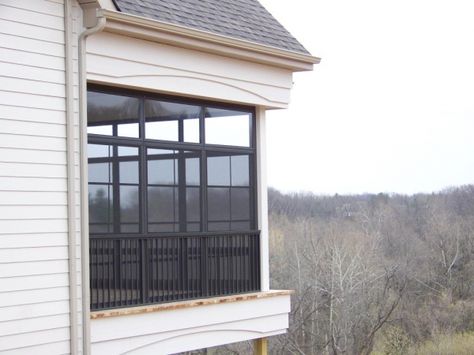 Eze-Breeze windows with railing | tel: (314) 842-8888 fax: (314) 842-8893 Eze Breeze Windows, Eze Breeze, Screened Back Porches, Deck Enclosures, Sunroom Windows, Patio Floor, Three Season Porch, Four Seasons Room, Backyard Walkway