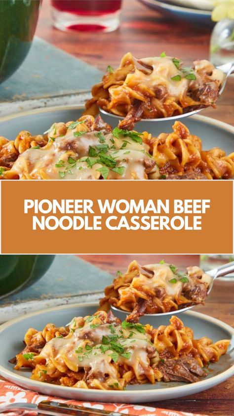 Pioneer Woman Beef Noodle Casserole is made with beef chuck roast, yellow onions, carrots, garlic, tomato paste, all-purpose flour, beef broth, wide egg noodles, and fontina cheese. This easy Beef Noodle Casserole recipe creates a delicious dinner that takes about 3 hours to prepare and can serve up to 6-8 people. Beef And Noodle Casserole Recipes, Pioneer Woman Recipes Casserole, Pioneer Woman Recipes Dinner, Beef Noodle Casserole, Noodle Casserole Recipes, Fontina Cheese, Beef Chuck Roast, Pioneer Woman Recipes, Noodle Casserole