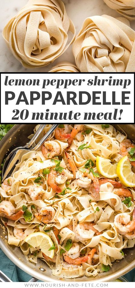 Papperdelle Recipes, Pappardelle Recipes, Salad Pasta Recipes, Pappardelle Pasta Recipe, Pappardelle Recipe, Citrus Sauce, Lemon Pepper Shrimp, Pepper Shrimp, Pappardelle Pasta