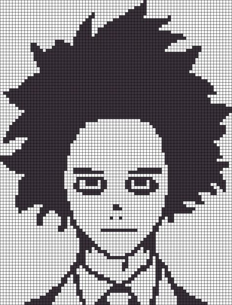 Alpha pattern #94284 | BraceletBook Alpha Patterns Anime, Pixel Grid Crochet, Crochet Black And White, Patterns Black And White, Shinso Hitoshi, Pixel Crochet, Tapestry Crochet Patterns, Anime Pixel Art, Pixel Pattern