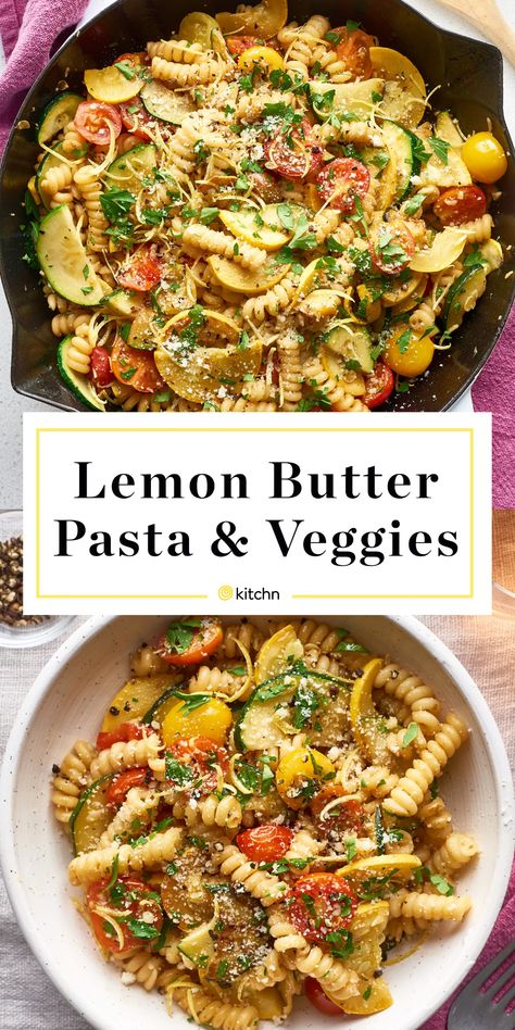 Lemon Butter Pasta & Veggies | Kitchn Quinoa And Pasta Recipes, Pasta Side Recipes, Vegetarian Recipes Pasta, Lemon Butter Pasta, Pasta And Veggies, Veggie Pasta Recipes, Pasta Veggies, Nutritious Desserts, Veggies Recipes