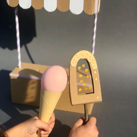 Linda’s Instagram profile post: “Cardboard ice cream stand 🍦 Ice, ice baby! We can’t live without ice cream, especially in these hot days. Anything and everything can be…” Cardboard Ice Cream Stand, Ice Cream Cardboard, Cardboard Ice Cream, Cardboard Stand, Ice Cream Stand, Art Education Lessons, Ice Ice Baby, Child Day, Hot Days