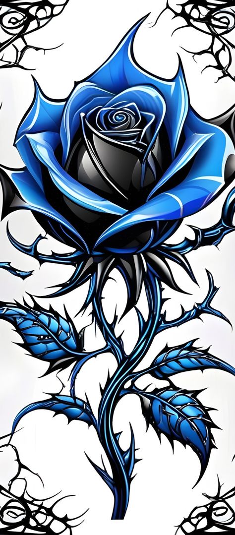 Cool Rose Drawings, Rose Drawing Simple, Black Roses Wallpaper, Blue Roses Wallpaper, Blue Rose Tattoos, Cool Tattoo Drawings, Sketches Of Love, Roses Wallpaper, Flame Art