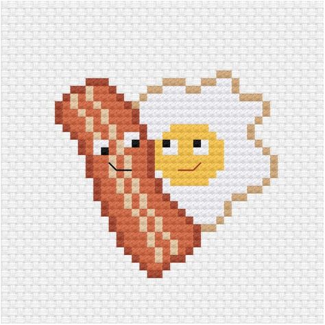 Tiny Cross Stitch Patterns Minis Free, Small Cross Stitch Patterns Free, Egg Cross Stitch, Pixel Food, Geek Cross Stitch, Kawaii Cross Stitch, Small Food, Tiny Cross Stitch, Cross Stitch Kitchen