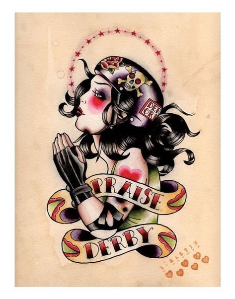 Love this print..ordered to frame and hang Roller Derby Tattoo, Roller Derby Art, Desenhos Old School, Tattoo Pierna, Dibujos Pin Up, Roller Derby Skates, Roller Derby Girls, Derby Skates, Dibujos Tattoo