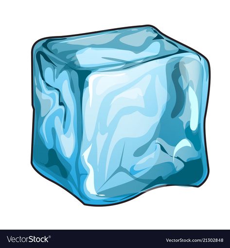 Single ice cube isolated on a white background Vector Image Ice Cube Illustration, Ice Cube Clipart, Ice Cube Cartoon, Ice Cube Drawing, Ice Clipart, Ice Cube Painting, Ice Cube Melting, Boozy Popsicles, Ice Popsicle