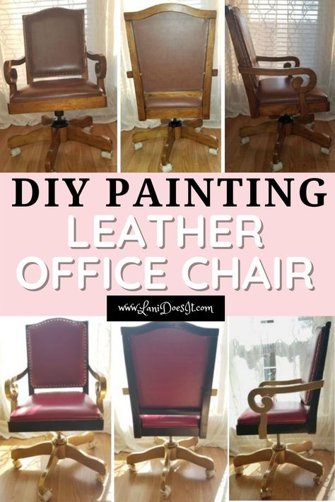 Paint Leather Furniture, How To Paint Leather, Office Chair Diy, Diy Home Interior, Furniture Upcycling, Painted Stools, Fabric Chairs, Upcycling Furniture, Paint Leather