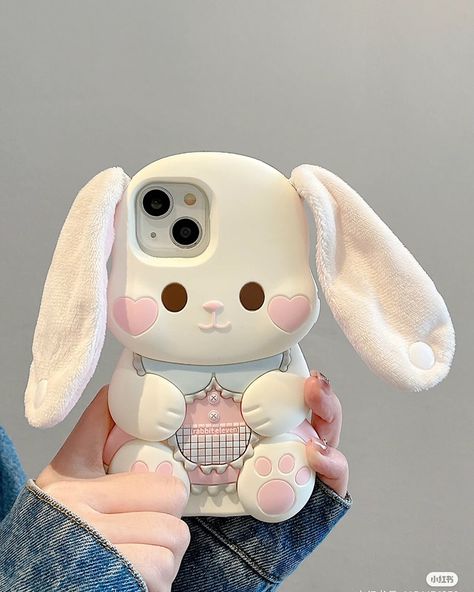 🐰 Pink Rabbit iPhone Case 🐰 LlNK lN BlO #bunny #rabbit #bunnylovers #phonecase Pink Cute Phone Case, Rabbit Aesthetic, Bunny Accessories, Bunny Phone Case, Yellow Case, Fluffy Bunny, Everyday Quotes, Yellow Iphone, Bunny Lovers