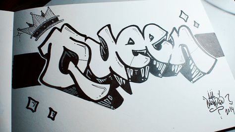 Queen graffiti Easy Graffiti, Graffiti Images, Easy Graffiti Drawings, Tattoo Fonts Alphabet, Graffiti Lettering Alphabet, Word Drawings, Tattoo Fonts Cursive, Graffiti Art Letters, Graffiti Text