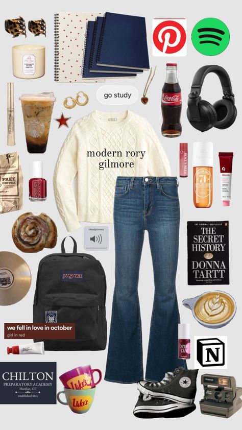 modern rory gilmore #gilmoregirls #rorygilmore #rorygilmoreoutfits Rory Gilmore Style, Donna Tartt, Free Coffee, Rory Gilmore, The Secret History, We Fall In Love, Gilmore Girls, Outfit Inspirationen, Girl Hairstyles