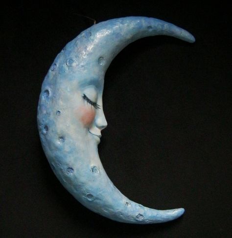 Sculpture Angel, Crescent Moon Art, Moon Hanging, Hanging Sculpture, Paper Moon, Moon Decor, Moon Illustration, Sun Moon Stars, Celestial Art