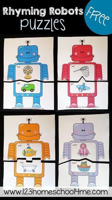 Robots Preschool, Fairy Poppins, Rhyming Games, Robot Theme, Robot Game, Rhyming Activities, Kindergarten Ela, Kindergarten Centers, Preschool Literacy