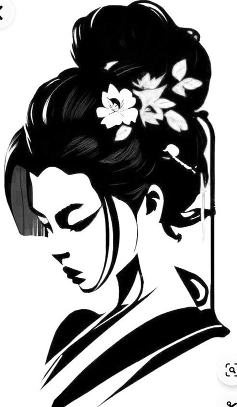 Geisha Back Tattoo Women, Asian Illustration Art, Japanese Woman Drawing, Geisha Silhouette, Japan Silhouette, Japanese Geisha Drawing, Geisha Drawing, Japanese Drawing, Art Geisha