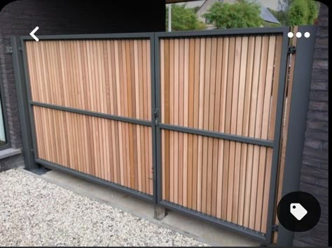 Modern Wood Gate Entrance, Modern Entrance Design, Pool House Cabana, Wood Gates, Steel Gates, Sliding Gates, Timber Gates, Fence Gates, Wooden Gate