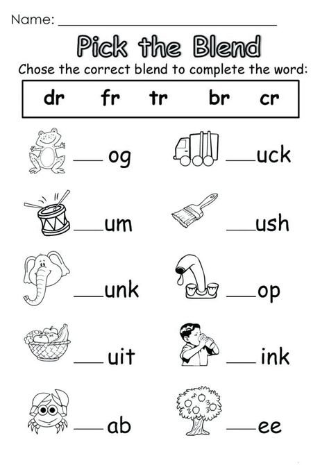 Correct Blend - Kindergarten English Worksheets Blends Kindergarten, Kindergarten English Worksheets, Consonant Blends Worksheets, B And D, Blends Worksheets, Kindergarten Phonics Worksheets, English Worksheets For Kindergarten, Kindergarten Reading Worksheets, First Grade Worksheets