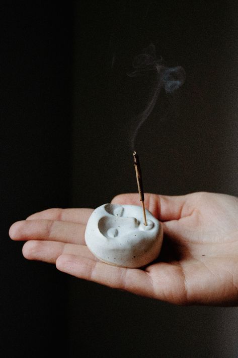 Meditation Clay Art, Moon Incense Holder Clay, Clay Pottery Incense Holder, Oven Bake Clay Incense Holder, Handmade Gift For Christmas, Crescent Moon Decor, Sun Incense Holder, Polymer Clay Incense Burner, Air Dry Clay Cone Incense Holder