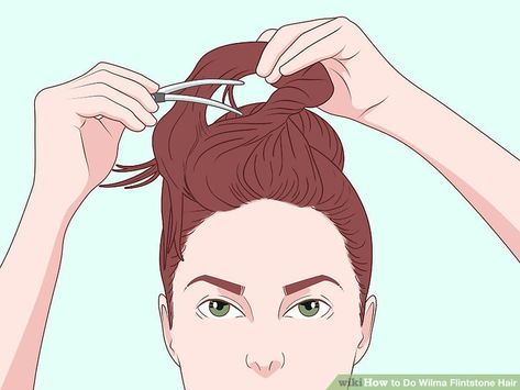 How to Do Wilma Flintstone Hair (with Pictures) - wikiHow Wilma Flintstone Hair Diy, Wilma Diy Costume, Wilma Flintstone Makeup, Wilma And Betty Costumes, Wilma Flintstone Costume Diy, Wilma Flintstone Hair, Flinstones Party, Wilma Flintstone Costume, Flint Stones